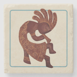 Dessous-de-verre En Pierre Kokopelli, Rouille Exprimée, Sud-Ouest