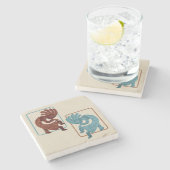 Dessous-de-verre En Pierre Kokopelli, rouille & turquoise, Sud-Ouest (Côté)