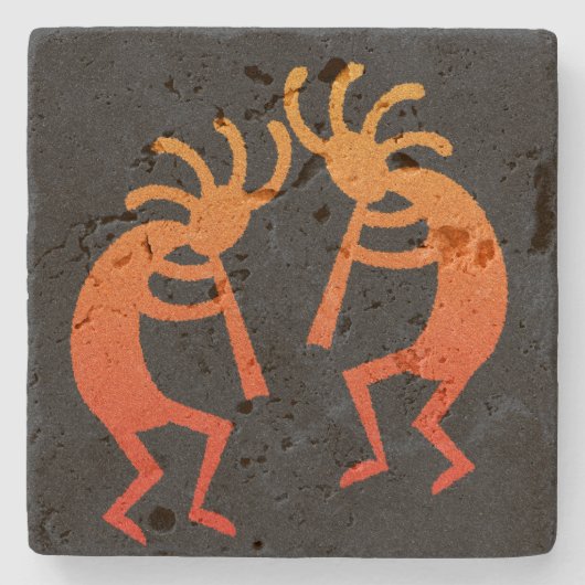 Dessous-de-verre En Pierre Kokopelli Rustic Design Sud-Ouest Travertine (Devant)