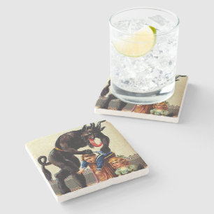 Dessous-de-verre En Pierre Krampus Enfants en panier Vacances Noël Dessous de