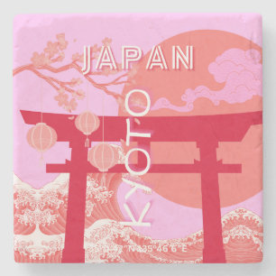 Dessous-de-verre En Pierre Kyoto Japon Travel Art, Art de Voyage rose