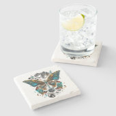 Dessous-de-verre En Pierre la conception papillon (Côté)