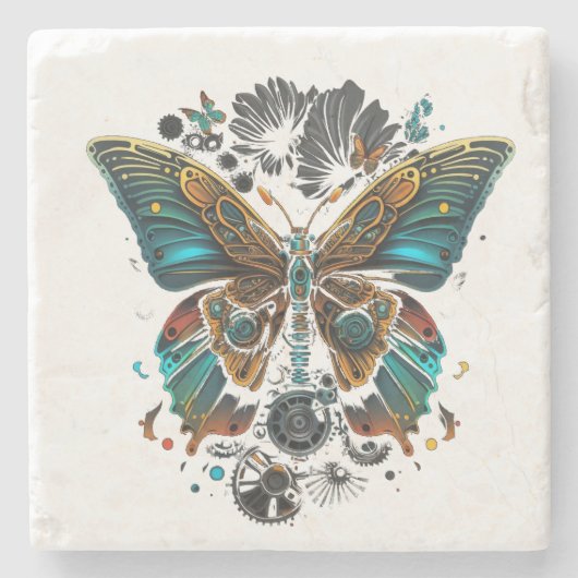 Dessous-de-verre En Pierre la conception papillon (Devant)