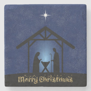 Dessous-de-verre En Pierre La crèche de Noël Scène religieuse