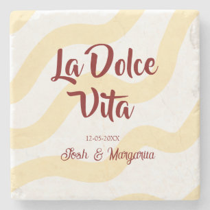Dessous-de-verre En Pierre La Dolce Vita couple marié Nom pêche mauve