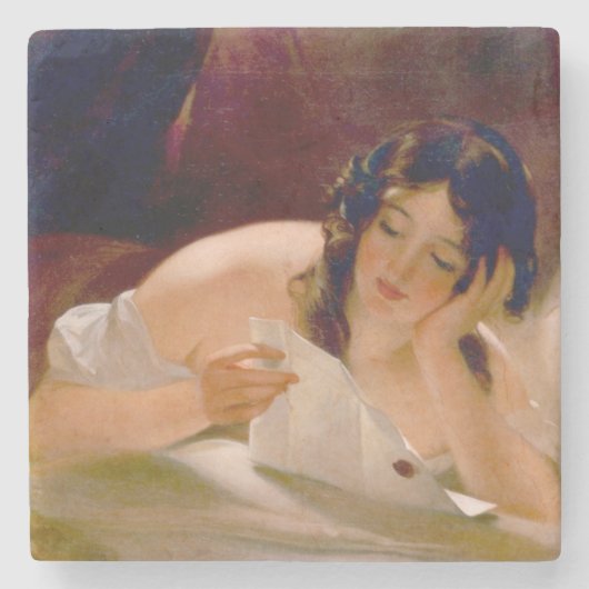 Dessous-de-verre En Pierre La lettre d'amour (par Thomas Sully) (Devant)