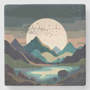 Dessous-de-verre En Pierre La Lune Sur Le Lac