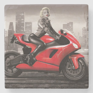 Dessous-de-verre En Pierre La moto de Marilyn