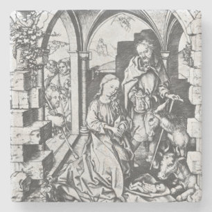 Dessous-de-verre En Pierre La naissance de Jésus (par Martin Schongauer)