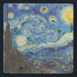 Dessous-de-verre En Pierre La nuit étoilée | Van Gogh |<br><div class="desc">The Starry Night est une toile peinte à l'huile par le peintre néo-impressionniste néerlandais Vincent van Gogh. Peint en juin 1889,  il dépeint la vue depuis la fenêtre est de sa chambre d'asile à Saint-Rémy-de-Provence,  juste avant le lever du soleil,  avec l'ajout d'un village imaginaire.</div>