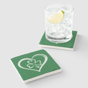 Dessous-de-verre En Pierre La Saint-Patrick drôle Shamrock Cœur Irlandais