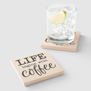Dessous-de-verre En Pierre La vie commence avec le café -