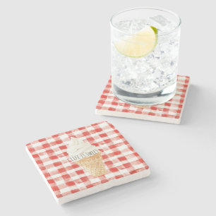 Dessous-de-verre En Pierre La vie est cône de glace à la vanille sucrée carre