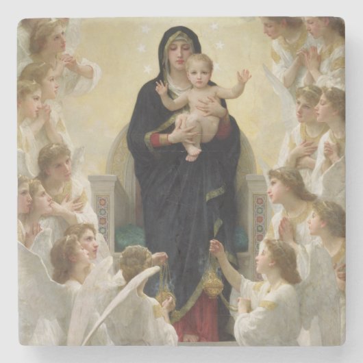 Dessous-de-verre En Pierre La Vierge avec Angels, 1900 (Devant)