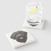 Dessous-de-verre En Pierre Labradoodle Chien noir (Côté)