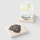 Dessous-de-verre En Pierre Labradoodle Chien noir (Côté)