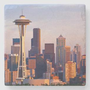 Dessous-de-verre En Pierre L'aiguille de l'espace est une tour au crépuscule