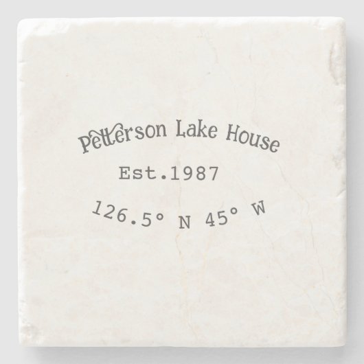 Dessous-de-verre En Pierre Lake house et. Date année coordonnées personnalisé (Devant)