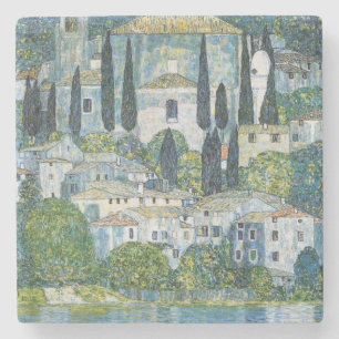 Dessous-de-verre En Pierre Lakeside Village Gustav Klimt Paysage Vintage