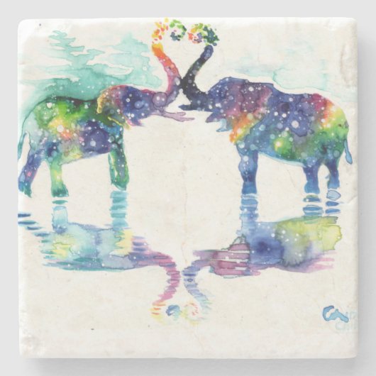Dessous-de-verre En Pierre L'amour des éléphants (Devant)