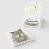 Dessous-de-verre En Pierre L'Amour du loup (Côté)