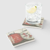 Dessous-de-verre En Pierre Lanternes du Nouvel An chinois à imprimé floral (Côté)