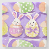 Dessous-de-verre En Pierre lapin avec oeufs de pâques (Devant)