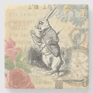 Dessous-de-verre En Pierre Lapin Blanc Aventures d'Alice au Pays des Merveill