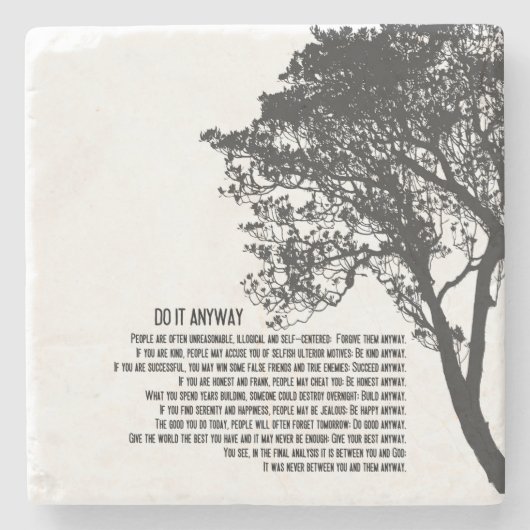 Dessous-de-verre En Pierre L'arbre noir et blanc le font de toute façon (Devant)