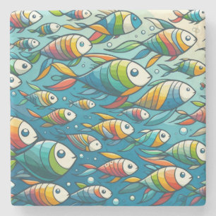 Dessous-de-verre En Pierre L'art coloré du poisson sous-marin