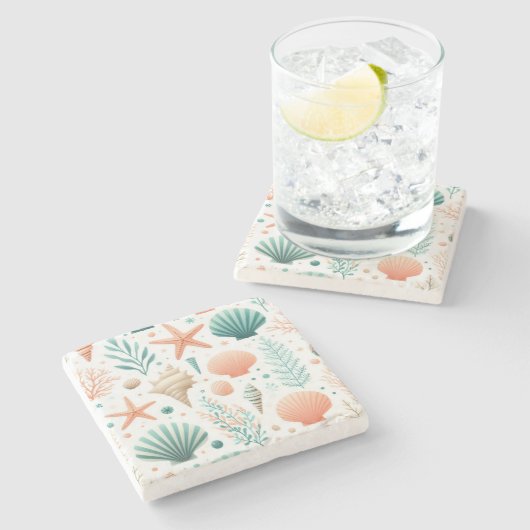 Dessous-de-verre En Pierre L'art coquille côtière (Côté)