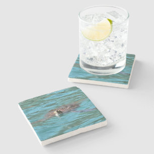 Dessous-de-verre En Pierre L'art de la faune de la tortue de mer Loggerhead