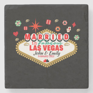 Dessous-de-verre En Pierre Las Vegas Marié Couple Correspondant Vacances Neva