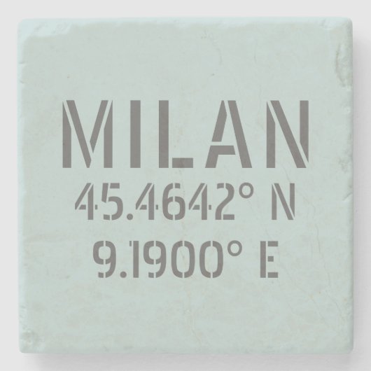 Dessous-de-verre En Pierre Latitude Longitude de Milan (Devant)