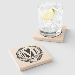 Dessous-de-verre En Pierre Laurel Monogramme Design Dessous de verre en pierr