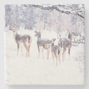 Dessous-de-verre En Pierre Le cerf dans le Dessous de verre d'art hivernal ne