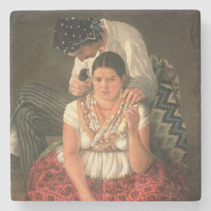 Dessous-de-verre En Pierre Le garçon et la fille gitans, (huile sur la toile