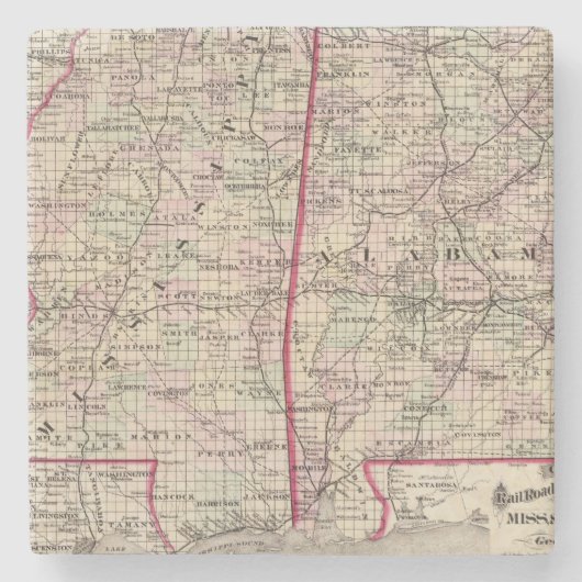 Dessous-de-verre En Pierre Le Mississippi et l'Alabama (Devant)