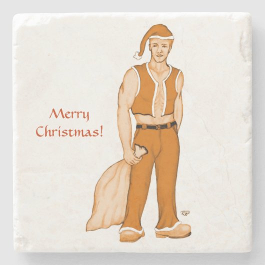 Dessous-de-verre En Pierre Le nouveau Père Noël - Joyeux Noël ! (Devant)