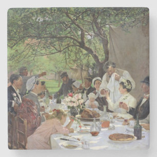 Dessous-de-verre En Pierre Le repas Mariage à Yport, 1886
