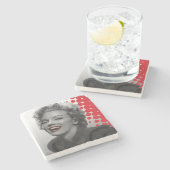Dessous-de-verre En Pierre Le rouge pointille Marilyn (Côté)