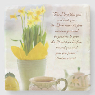 Dessous-de-verre En Pierre Le Seigneur Vous Bénit Bible Verse Tea Party Daffo
