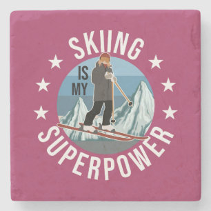 Dessous-de-verre En Pierre Le Ski Est Ma Superpuissance