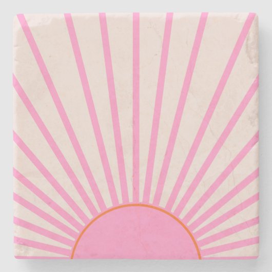 Dessous-de-verre En Pierre Le Soleil 01 Soleil rose (Devant)