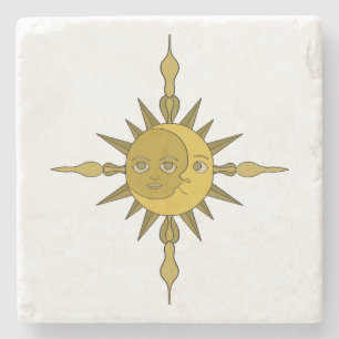 Dessous-de-verre En Pierre Le Soleil et la Lune