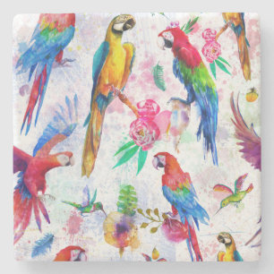 Dessous-de-verre En Pierre Le style d'aquarelle Parrots 2