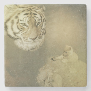 Dessous-de-verre En Pierre Le Tigre Et Le Kitten, Dessous de verre De Pierre