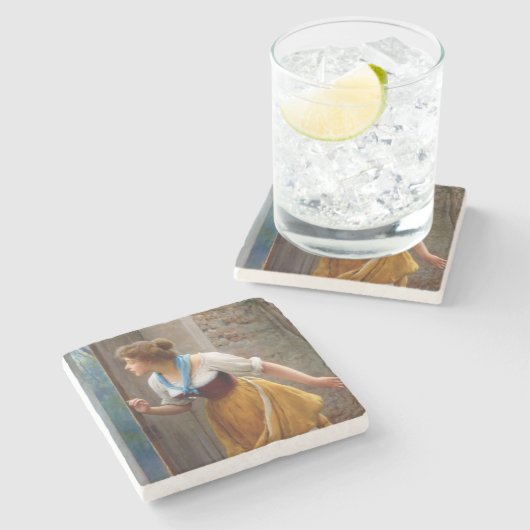 Dessous-de-verre En Pierre L'Eavesdropper (par Eugene de Blaas) (Côté)