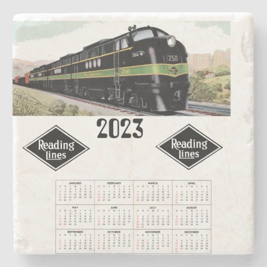 Dessous-de-verre En Pierre Lecture du calendrier ferroviaire (Devant)