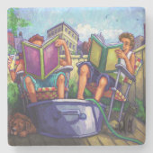 Dessous-de-verre En Pierre Lecture en été (Devant)